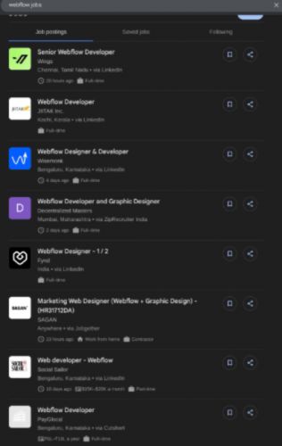 Webflow internship jobs in Trivandrum